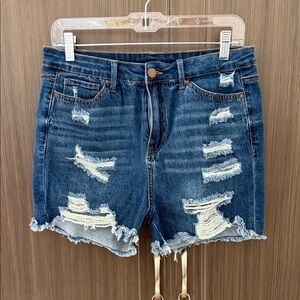 SHEIN Blue Distressed Jean Shorts